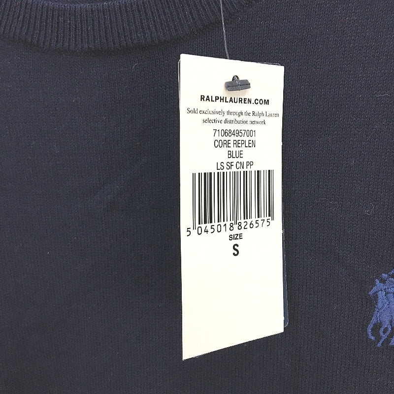Polo Ralph Lauren Slim Fit Navy Pima Cotton Crew Neck Sweater Men Size Small NEW