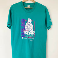 Men's Size L Vintage Wear Your Bear Aqua Cotton T-Shirt