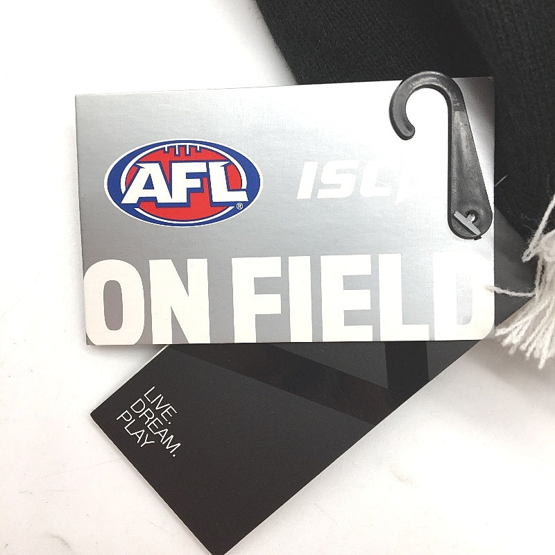 Collingwood AFL On Field Black & White Knit Style PomPom Beanie OSFM NEW