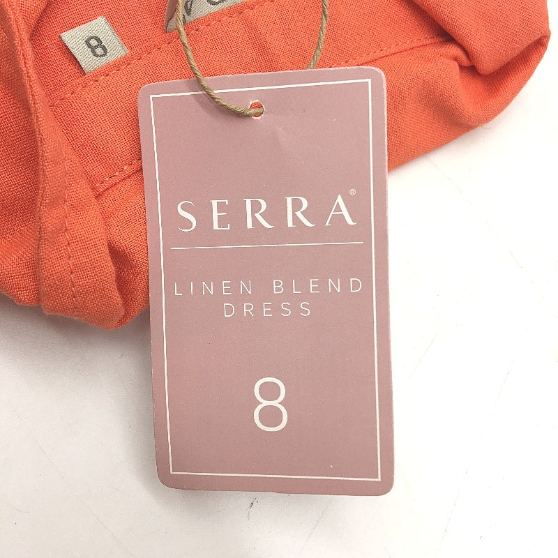 Serra Bright Orange/Pink Linen Blend Button Up Dress Ladies Size 8 NEW