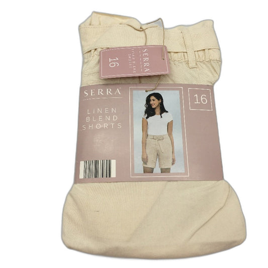 Serra Cream Beige Linen Blend Belted Shorts Ladies Size 16 NEW