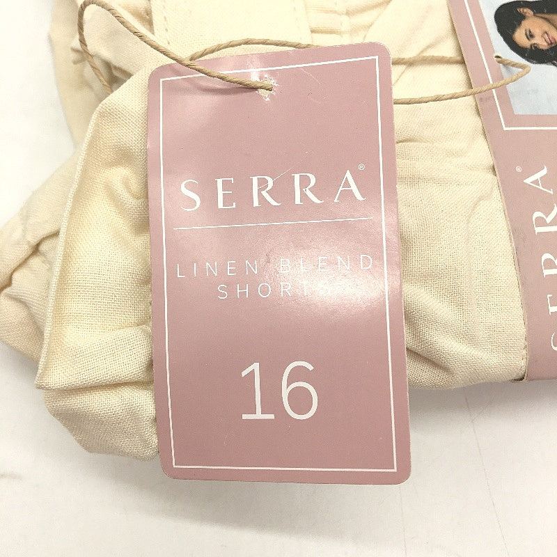 Serra Cream Beige Linen Blend Belted Shorts Ladies Size 16 NEW