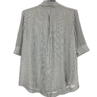 Portmans CURVE Black & White Striped Light Blouse Button Up Ladies Size 18 NEW