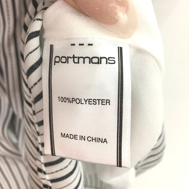 Portmans CURVE Black & White Striped Light Blouse Button Up Ladies Size 18 NEW