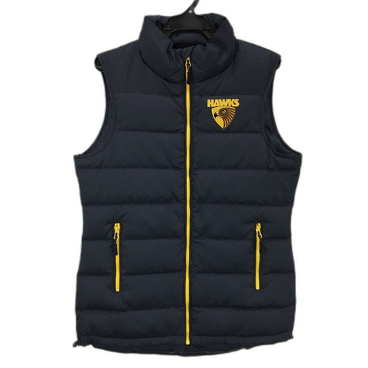 AFL Hawthorn Hawks Emblem Black Down Puffer Vest Ladies Size AU 8 NEW