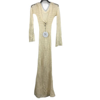 Princess Polly Margarida Wide Neck Crochet Beige Maxi Dress Ladies Size XS-S NEW