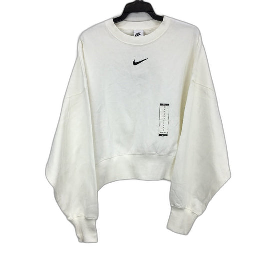 Nike Spray Paint Print Oversized White Fleece Sweatshirt Ladies Size Small