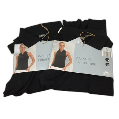 Crane Performance 2Pk Black Collared Sleeveless Fitness Tank Top Ladies Sz S NEW