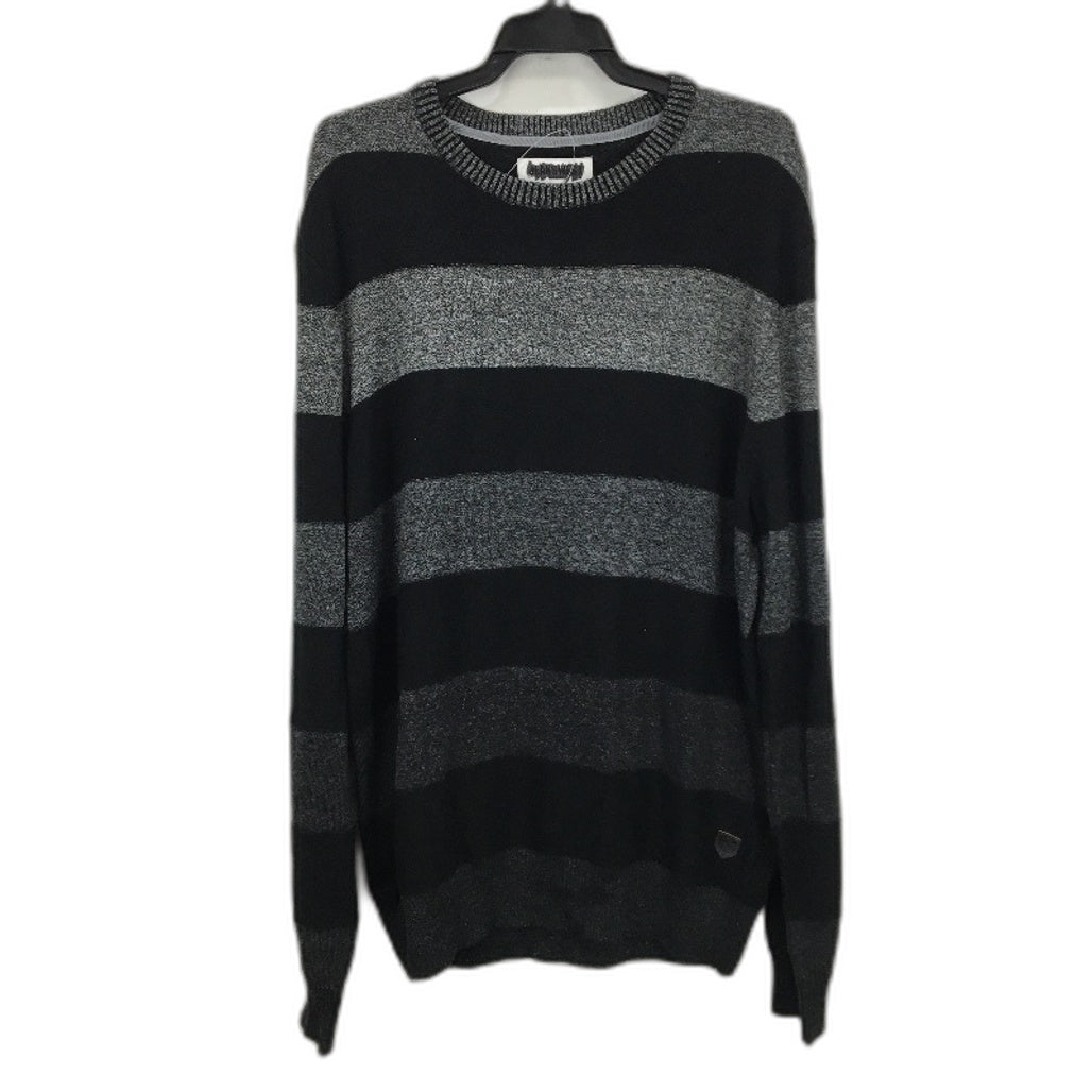 Jeanswest Black Dark Grey Striped Cotton Crew Knit Sweater Mens Size Large NEW