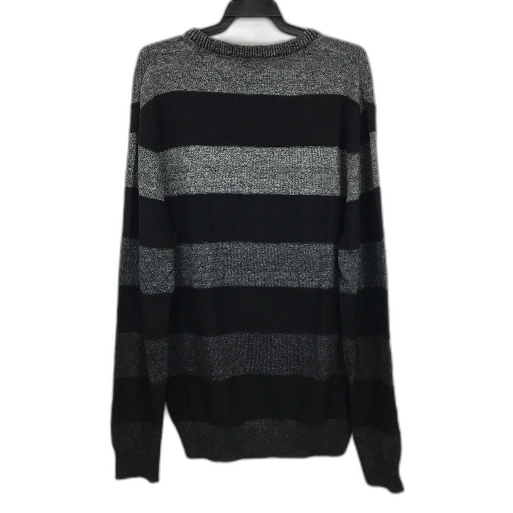 Jeanswest Black Dark Grey Striped Cotton Crew Knit Sweater Mens Size Large NEW