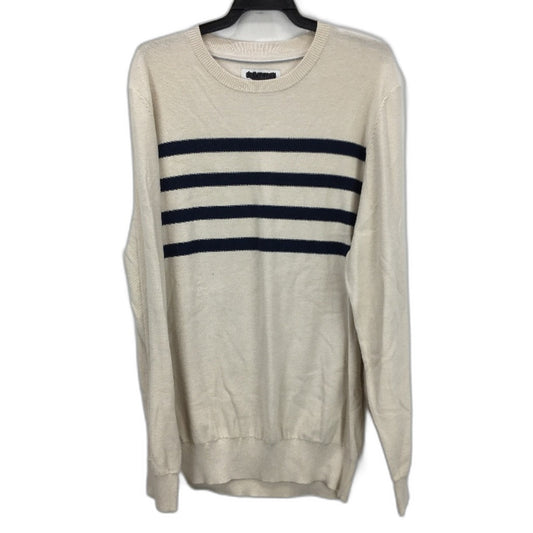 Jeanswest Victor Navy Stripe Bone White Thin Crew Knit Sweater Mens Sz Large NEW