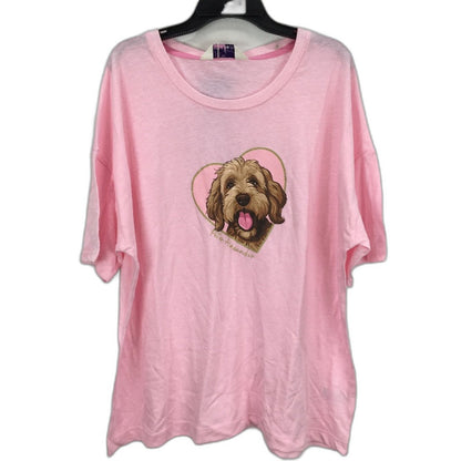 Peter Alexander Heart Dog Graphic Print Pink Sleep Shirt Ladies Size XL NEW