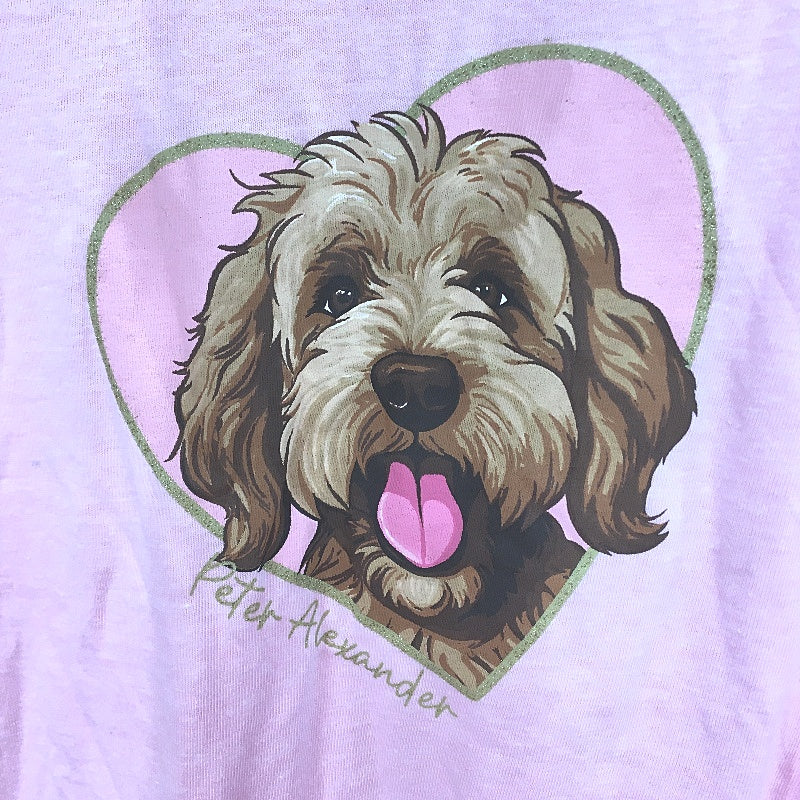 Peter Alexander Heart Dog Graphic Print Pink Sleep Shirt Ladies Size XL NEW