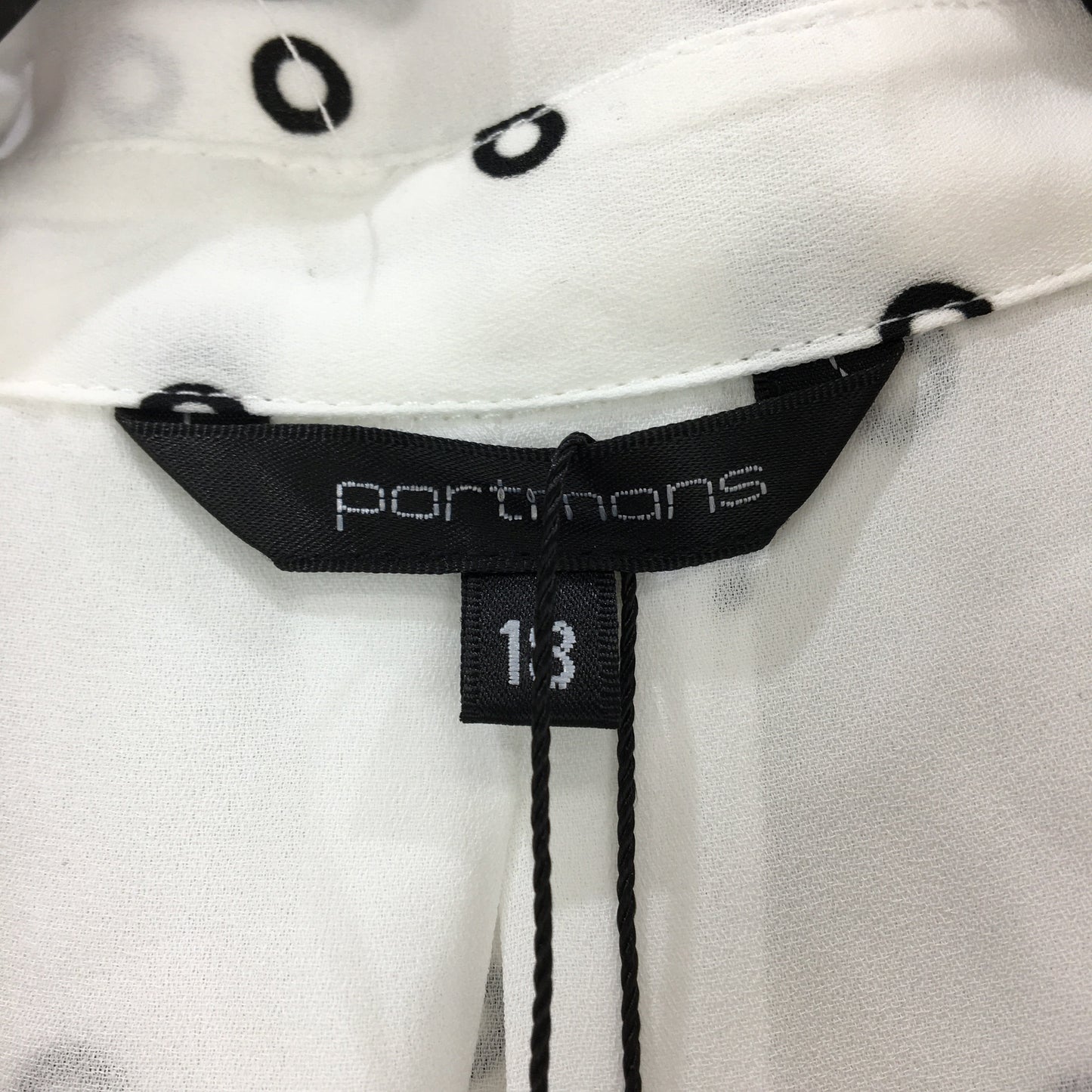 Portmans Collared White Black Circle Short Cuff Sleeve Top Ladies Size AU 18 NEW