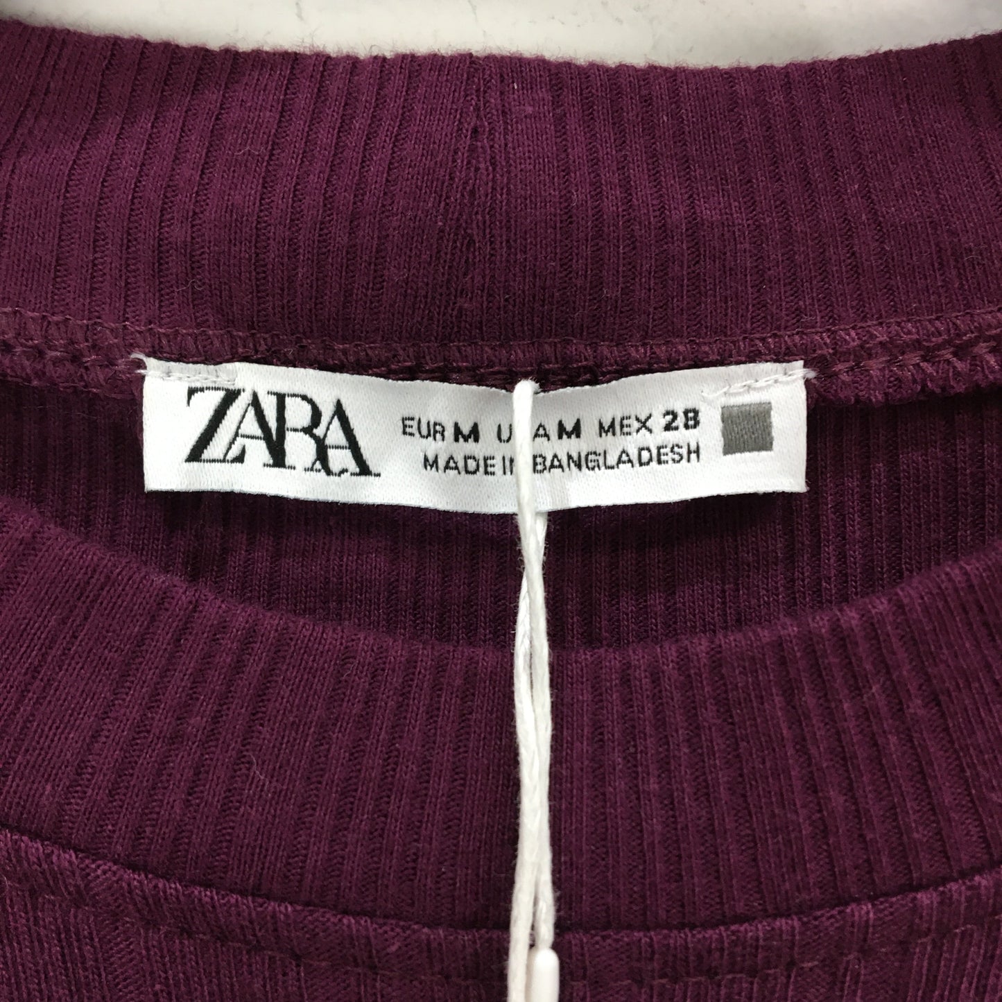 Zara Knit Longsleeve Cotton Ribbed Purple Mini Dress Ladies Size Medium NEW