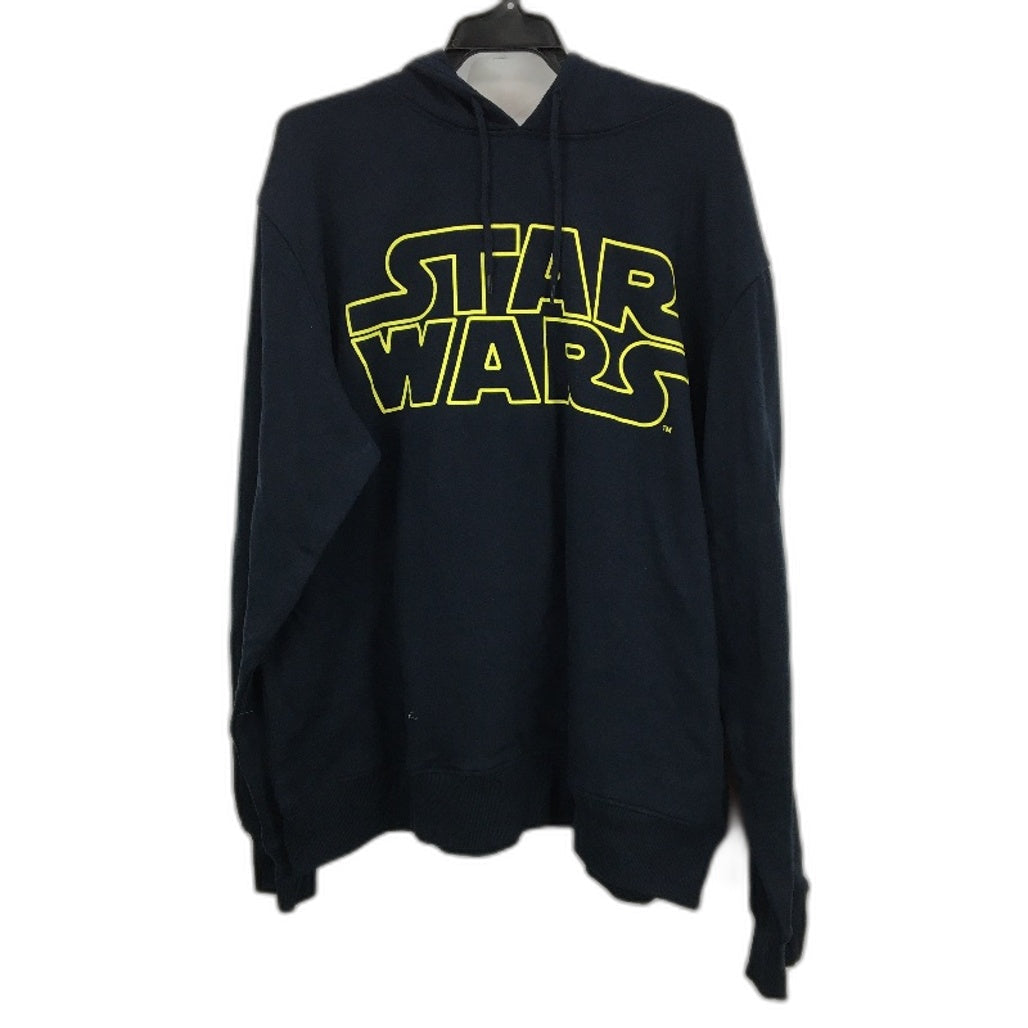 Star Wars PrintedYellow Logo Navy Blue Hooded Jumper Mens Size 3XL