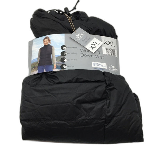 Crane Performance Black Ultra Light Down Vest & Storage Pouch Ladies Sz XXL NEW