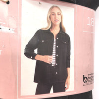 Serra Button Up Black Cotton Denim Shacket Style Shirt Jacket Ladies Size 18 NEW