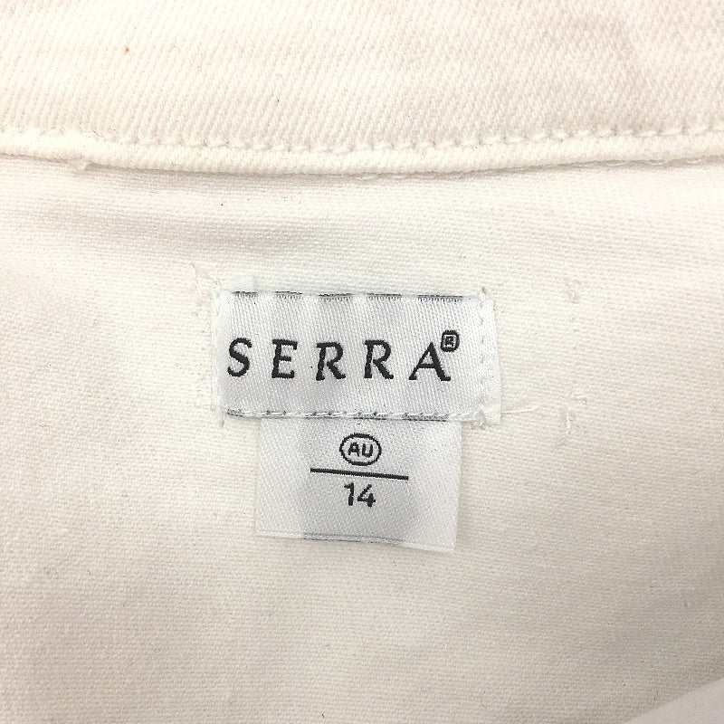 Serra Button Up White Cotton Blend Denim Jacket Ladies Size 14 NEW