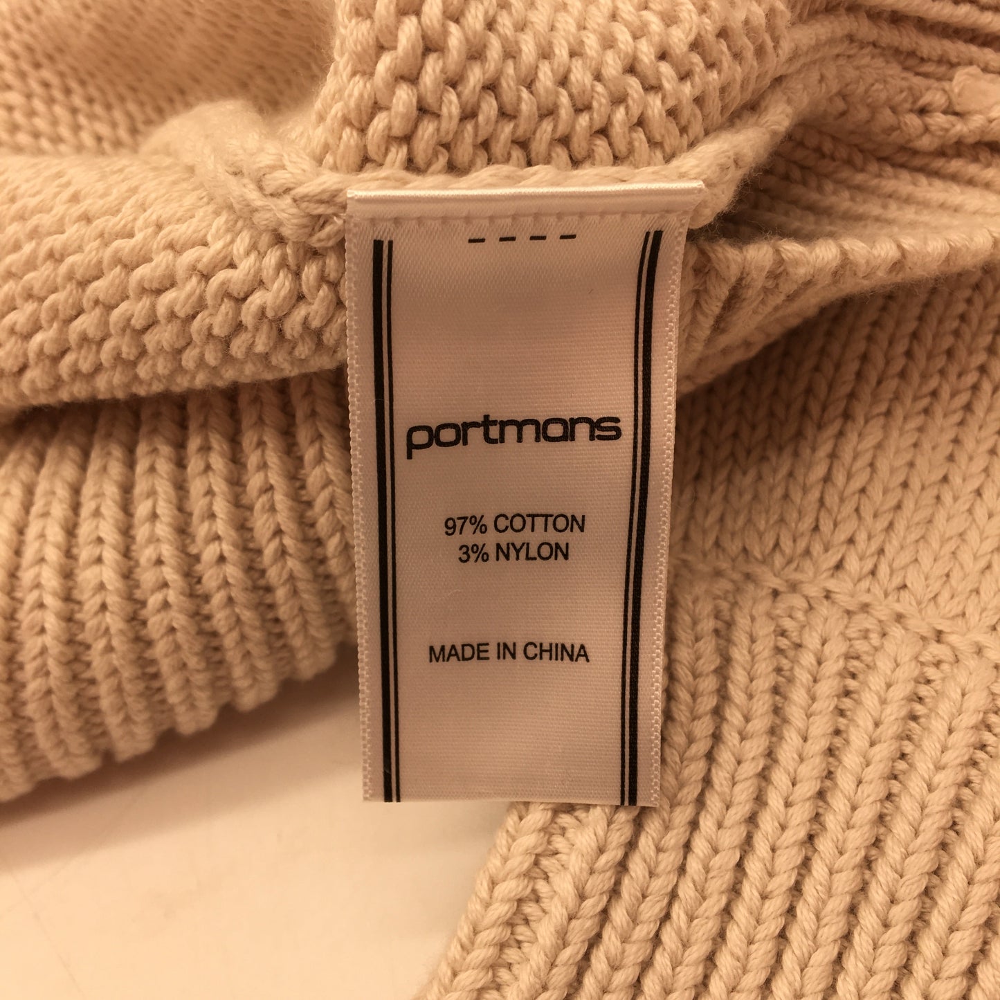 Portmans Francis Beige Rib High Neck Knitted Sweater Ladies Size Small NEW