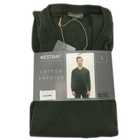 Westbay Olive Green Soft Cotton Long Sleeve V-Neck Sweater Mens Size Large NEW