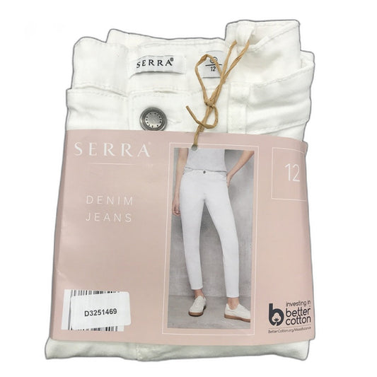 Serra White Denim Ankle Length Jeans Zip-Up Button Closure Ladies Size 12 NEW