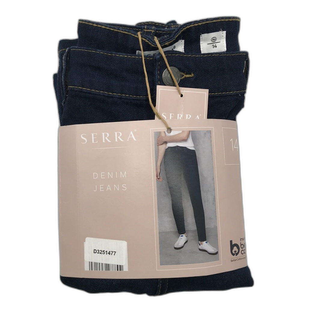 Serra Navy Blue Denim Jeans Zip-Up Button Closure Ladies Size 14 NEW