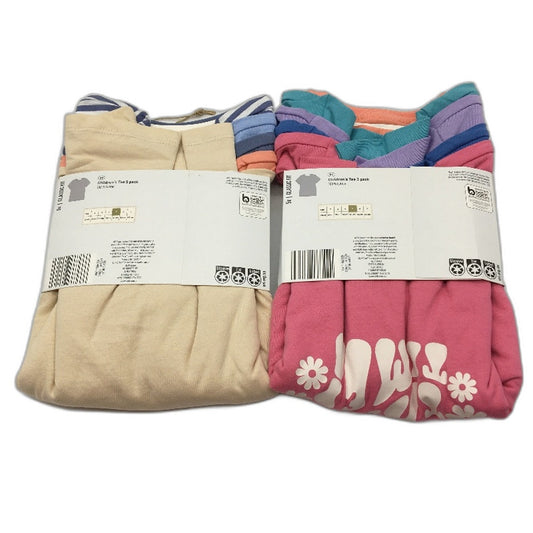 Lily & Dan 2 x 5Pks Classic Fit 100% Cotton Mutlicoloured Girls Tees Size 5 NEW