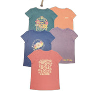 Lily & Dan 2 x 5Pks Classic Fit 100% Cotton Mutlicoloured Girls Tees Size 5 NEW