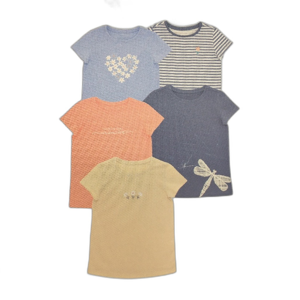 Lily & Dan 2 x 5Pks Classic Fit 100% Cotton Mutlicoloured Girls Tees Size 5 NEW