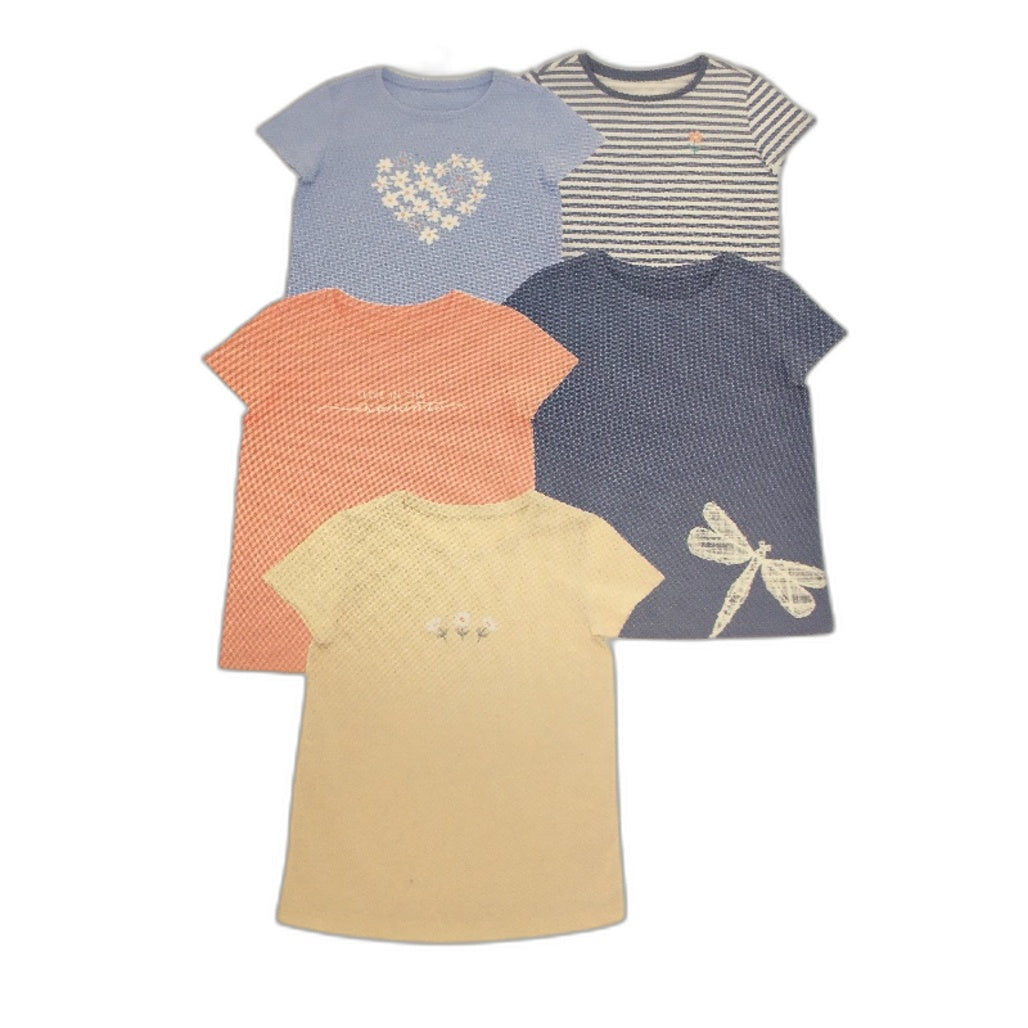 Lily & Dan 2 x 5Pks 100% Cotton Classic Fit Girls Tees Toddler Size 2 NEW