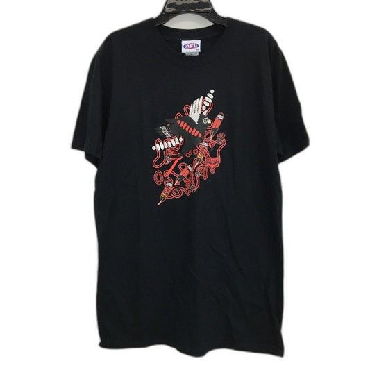 Essondon Bombers AFL Indiginous Print 100% Cotton Black T-Shirt Mens Size M NEW
