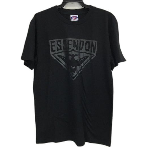 Essondon Bombers AFL 100% Cotton Black Print Logo T-Shirt Mens Size M NEW