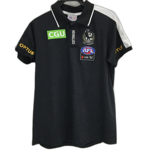 Cotton On AFL Collingwood Magpies Black Media Polo Top Ladies Size 16 NEW