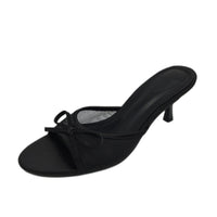 Galindopia Black Mesh Bow Accented Kitten Mule Heels Ladies Size EU 38 NEW