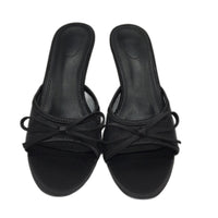 Galindopia Black Mesh Bow Accented Kitten Mule Heels Ladies Size EU 38 NEW