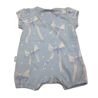 Peter Alexander Pretty Bow Baby Blue Cotton Romper Size Newborn NEW