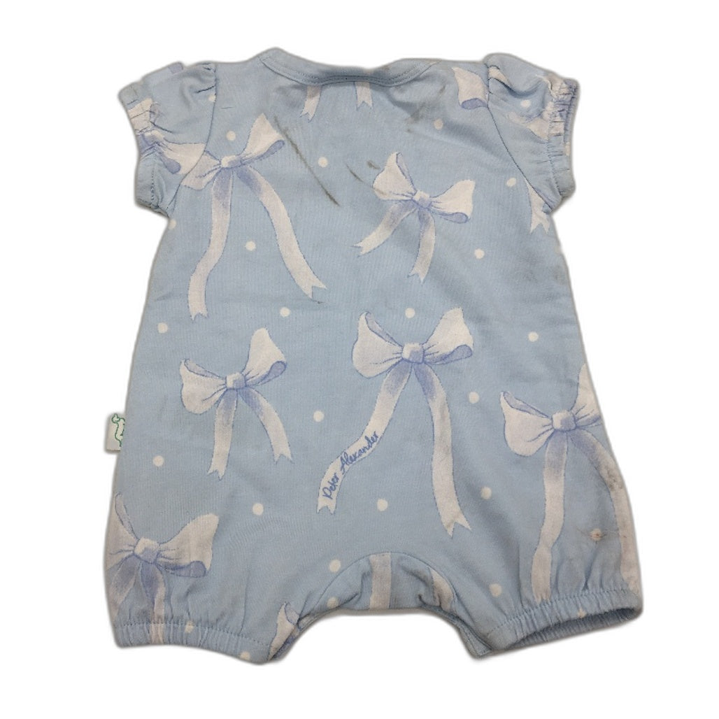 Peter Alexander Pretty Bow Baby Blue Cotton Romper Size Newborn NEW