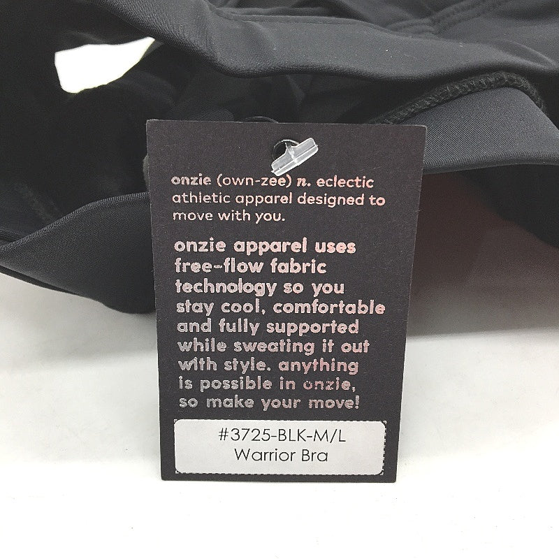 Onzie Warrior Wire Free Black Compression Padded Bra Ladies Size M/L NEW