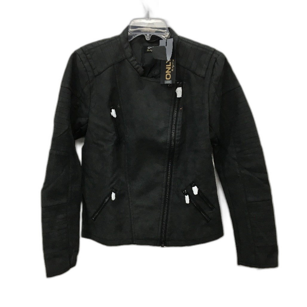 ONLY Lava Faux Leather Short Biker Jacket Asymmetrical Zip Womens Size 42/14 NEW