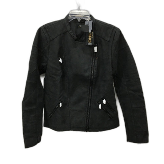 ONLY Lava Faux Leather Short Biker Jacket Asymmetrical Zip Womens Size 42/14 NEW