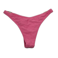 Subtitled Hot Pink Weave Pattern Gold Metal Side Bikini Bottom Ladies Size S NEW