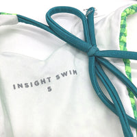 Insight Green Textured Side Tie Up Cheeky High Waisted Bikini Bottom Size S NEW