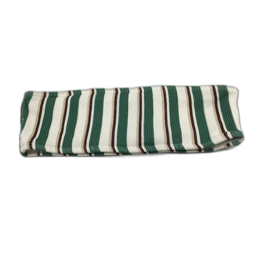 Subtitled Green Brown Striped Ribbed Bandeau No Clasp Bikini Top Size S NEW