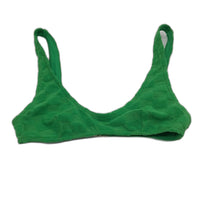 Insight Apple Green Check Terry Towelling Gold Clasp Bikini Top Size XS NEW