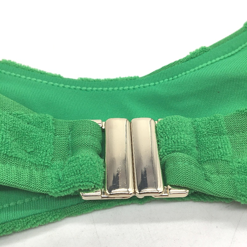 Insight Apple Green Check Terry Towelling Gold Clasp Bikini Top Size XS NEW