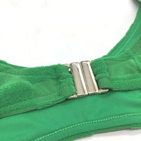 Insight Apple Green Check Terry Towelling Gold Clasp Bikini Top Size Small NEW