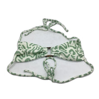 Subtitled Green White Ribbed Textrued String Bikini Top Ladies Size Small NEW