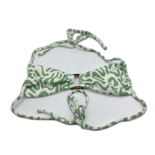 Subtitled Green White Ribbed Textrued String Bikini Top Ladies Size Small NEW