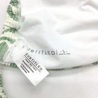 Subtitled Green White Ribbed Textrued String Bikini Top Ladies Size Small NEW